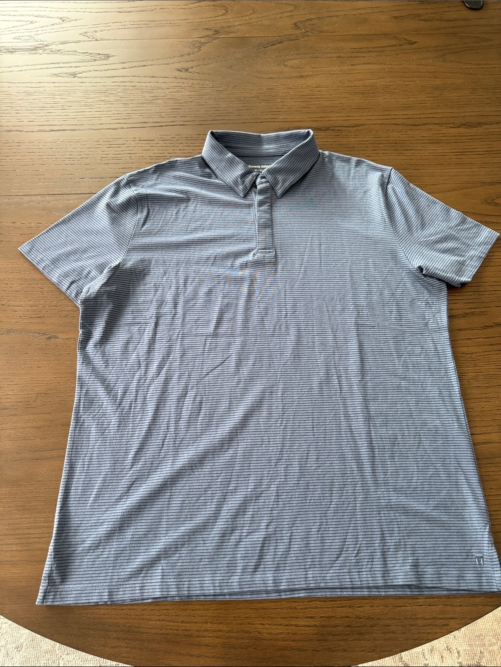 Tommy John Navy Micro-Striped Polo